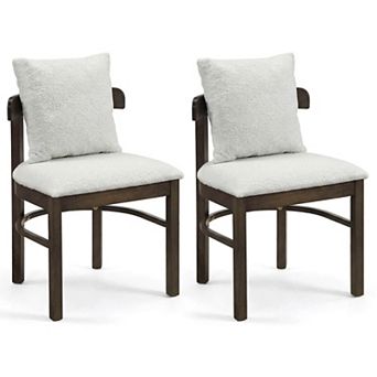 Costway Wood Dining Chairs Set with Removable Pillow, Curved Backrest & Padded Seat