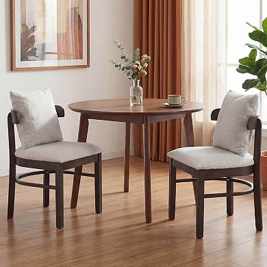 Costway Wood Dining Chairs Set with Removable Pillow, Curved Backrest & Padded Seat