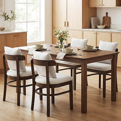 Costway Wood Dining Chairs Set with Removable Pillow, Curved Backrest & Padded Seat