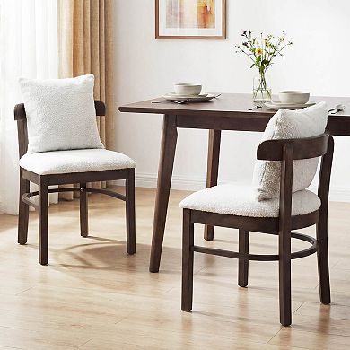 Costway Wood Dining Chairs Set with Removable Pillow, Curved Backrest & Padded Seat