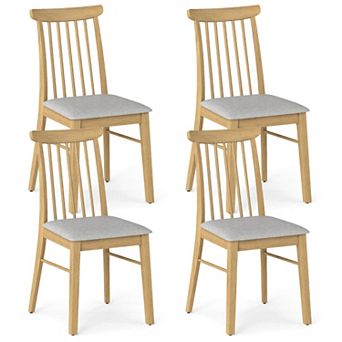 Costway Dining Chairs with Rubber Wood Frame Padded Seat Spindle Back for Restaurant
