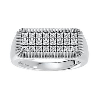 Torque - Precision in Power Rhodium Over Sterling Silver 1/2 Carat T.W. Round Lab-Grown Diamond Micro Pave Ring
