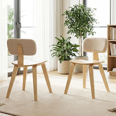 Costway Dining Chairs Set with Teddy Velvet Padded Backrest Ergonomic Seat for Kitchen