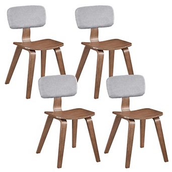 Costway Dining Chairs Set with Teddy Velvet Padded Backrest Ergonomic Seat for Kitchen