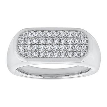 Torque - Precision in Power Rhodium Over Sterling Silver 1/2 Carat T.W. Round Lab-Grown Diamond Micro Pave Ring