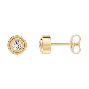 Torque - Precision in Power Vermeil Plated Sterling Silver 1/5 Carat T.W. Round Lab-Grown Diamond Bezel Stud Earrings