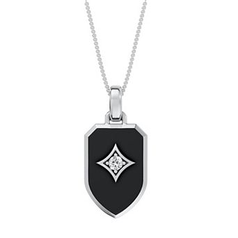 Torque - Precision in Power Rhodium Over Sterling Silver Lab-Grown Diamond Accent Micro Pave Pendant Necklace