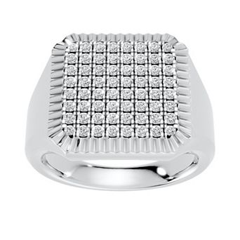 Torque - Precision in Power Rhodium Over Sterling Silver 3/4 Carat T.W. Round Lab-Grown Diamond Micro Pave Ring