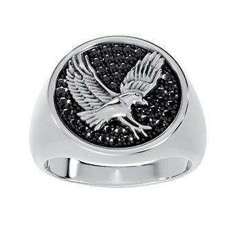 Torque - Precision in Power Rhodium Over Sterling Silver 1/3 Carat T.W. Round Black Diamond Eagle Micro Pave Ring