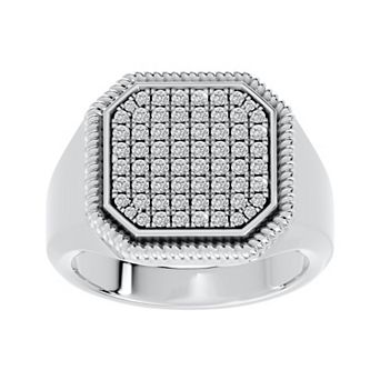 Torque - Precision in Power Rhodium Over Sterling Silver 3/4 Carat T.W. Round Lab-Grown Diamond Micro Pave Ring
