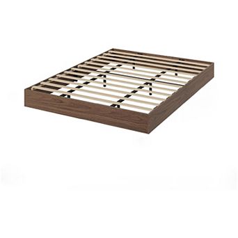 Noise Free Floor-Standing Bed Frame with Sturdy Wooden Slats, Modern Minimalist Wooden Bed
