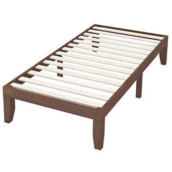 Costway Twin Size 14'' Wooden Bed Frame Mattress Platform Wood Slats Support