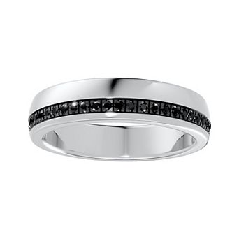 Torque - Precision in Power Rhodium Over Sterling Silver 1/4 Carat T.W. Round Black Diamond Micro Pave Band Ring