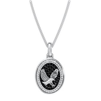 Galaxie Solaire Men's Sterling Silver 1/2 Carat T.W. Lab-Grown Diamond & Black Diamond Pave Eagle Pendant Necklace