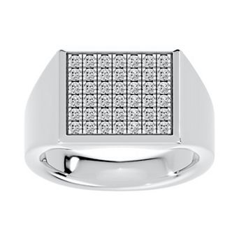 Galaxie Solaire Men's Sterling Silver 3/4 Carat T.W. Lab-Grown Diamond Pave Ring