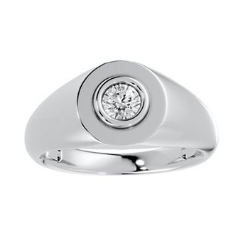 Galaxie Solaire Men's Sterling Silver 1/4 Carat T.W. Lab-Grown Diamond Bezel Solitaire Ring