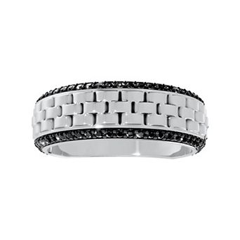 Galaxie Solaire Men's Sterling Silver 1/2 Carat T.W. Black Diamond Pave Comfort Fit Band Ring