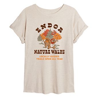 Juniors' Star Wars Ewok "Endor Nature Walks" Oversized Tee