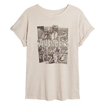 Juniors' The Avengers Vintage Comic Panels Oversized Tee