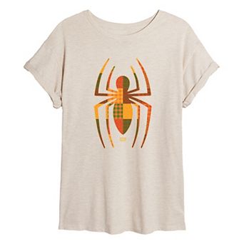 Juniors' Marvel Spider-Man Patchwork Oversized Tee