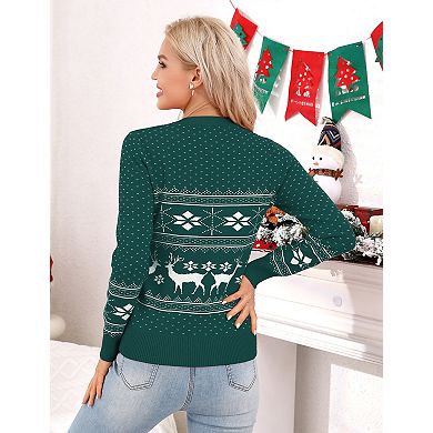 Women's Crew Neck Long Sleeve Pullover Christmas Sweater