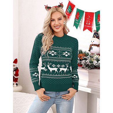 Women's Crew Neck Long Sleeve Pullover Christmas Sweater