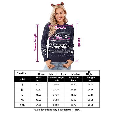 Women's Crew Neck Long Sleeve Pullover Christmas Sweater
