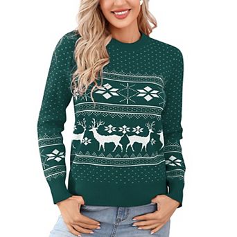 Women's Crew Neck Long Sleeve Pullover Christmas Sweater