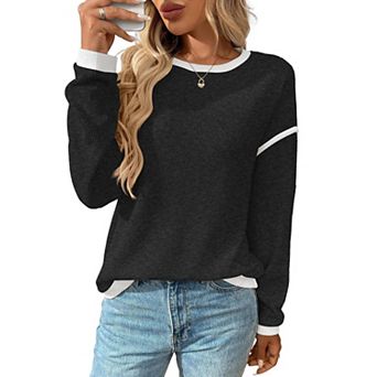 Women's Crew Neck Long Sleeve Loose Pullover Sweater