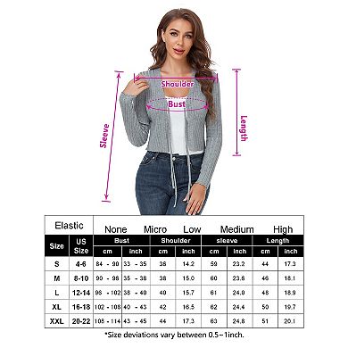 Women's Lightweight Short Tie Front Open Long Sleeve Cardigan