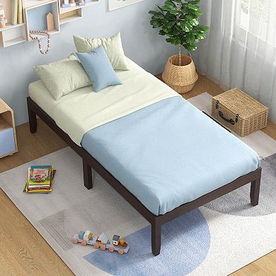 Costway Wooden Platform Bed Frame 14" with Rubber Wood Legs Under-bed Storage