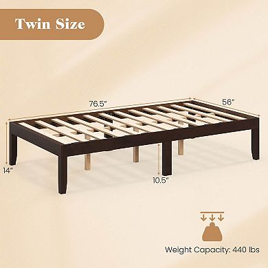 Costway Wooden Platform Bed Frame 14" with Rubber Wood Legs Under-bed Storage