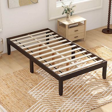 Costway Wooden Platform Bed Frame 14" with Rubber Wood Legs Under-bed Storage