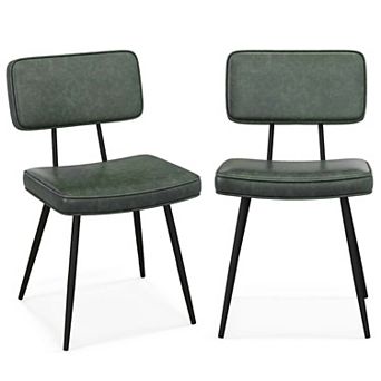 Costway Dining Chairs Set of 2 with PU Leather Cover Filled Sponge Waterfall Seats