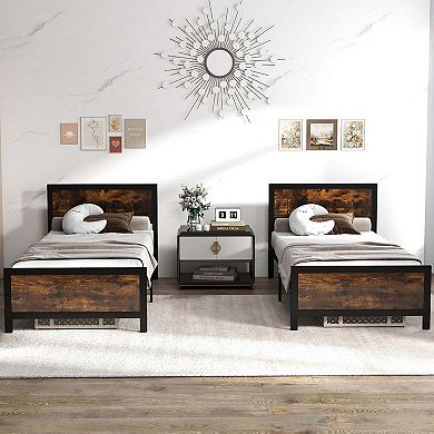 Costway Metal Bed Frame with Headboard & Footboard Metal Slats Support