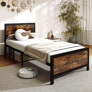 Costway Metal Bed Frame with Headboard & Footboard Metal Slats Support