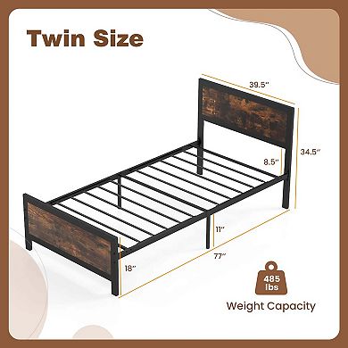 Costway Metal Bed Frame with Headboard & Footboard Metal Slats Support