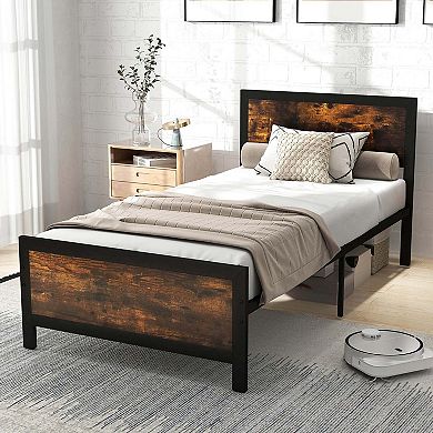 Costway Metal Bed Frame with Headboard & Footboard Metal Slats Support