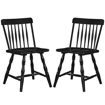 Costway Windsor Dining Chairs Set with Turned Legs Curved Spindle Back for Living Room