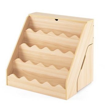 Costway Kids’ Bookshelf & Toy Storage Organizer with Rolling Drawer Cart, 4 tier Book Shelf