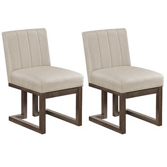 Costway Wooden Dining Chairs Modern Farmhouse Fabric Upholstered Kitchen Chairs