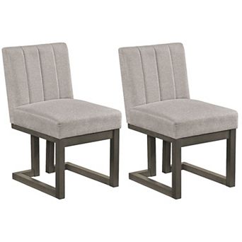 Costway Wooden Dining Chairs Modern Farmhouse Fabric Upholstered Kitchen Chairs