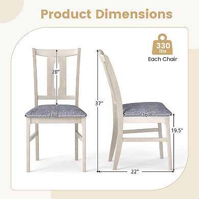 Costway Wooden Dining Chairs Fabric Upholstered Kitchen Chairs with High Curved Back