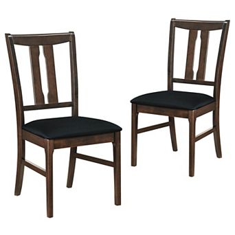 Costway Wooden Dining Chairs Fabric Upholstered Kitchen Chairs with High Curved Back