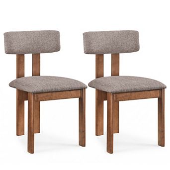 Costway Dining Chairs Set Upholstered Kitchen Side Chairs with Curved Backrest