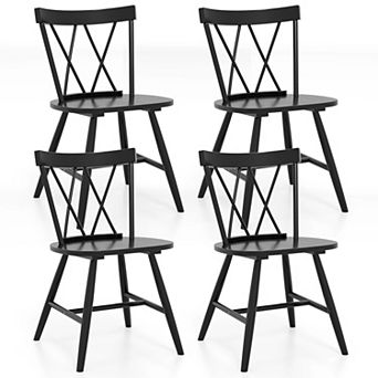 Costway Dining Chairs Farmhouse Kitchen Chair with Rubber Wood Frame
