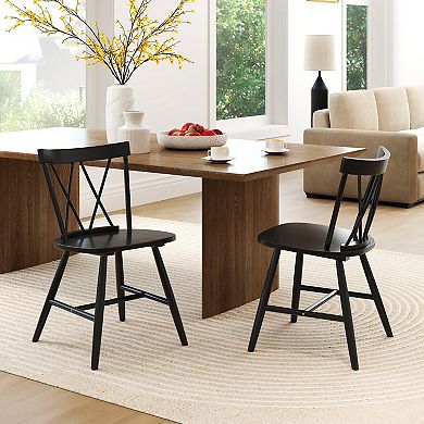 Costway Dining Chairs Farmhouse Kitchen Chair with Rubber Wood Frame