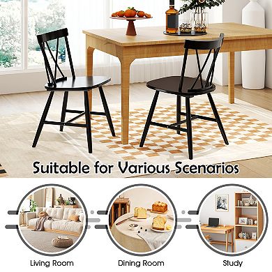 Costway Dining Chairs Farmhouse Kitchen Chair with Rubber Wood Frame
