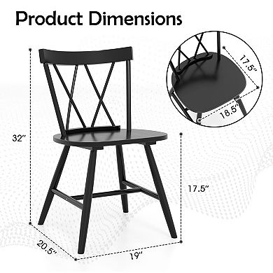 Costway Dining Chairs Farmhouse Kitchen Chair with Rubber Wood Frame