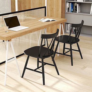 Costway Dining Chairs Farmhouse Kitchen Chair with Rubber Wood Frame